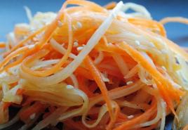 Daikon salāti - receptes ar fotogrāfijām